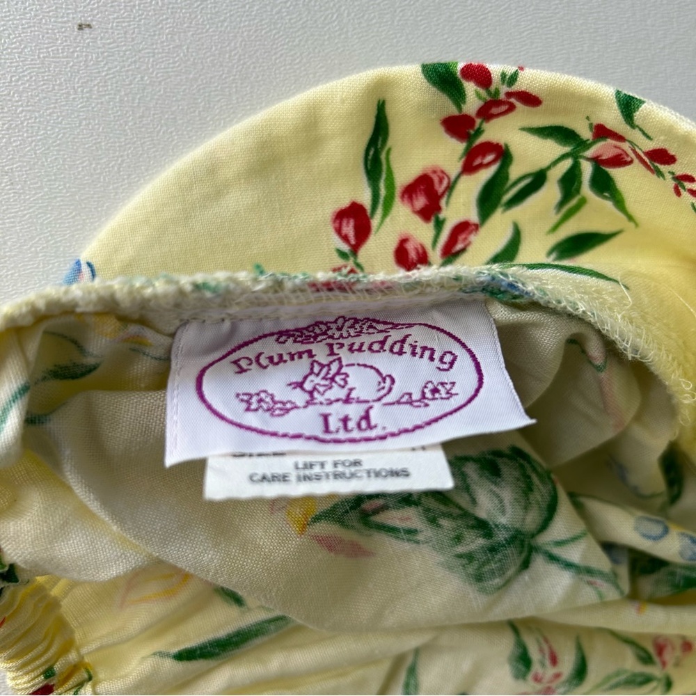 PLUM PUDDING Girls Size M Vintage Yellow Floral Flowers Spring Sun Hat Bonnet. - Picture 5 of 9